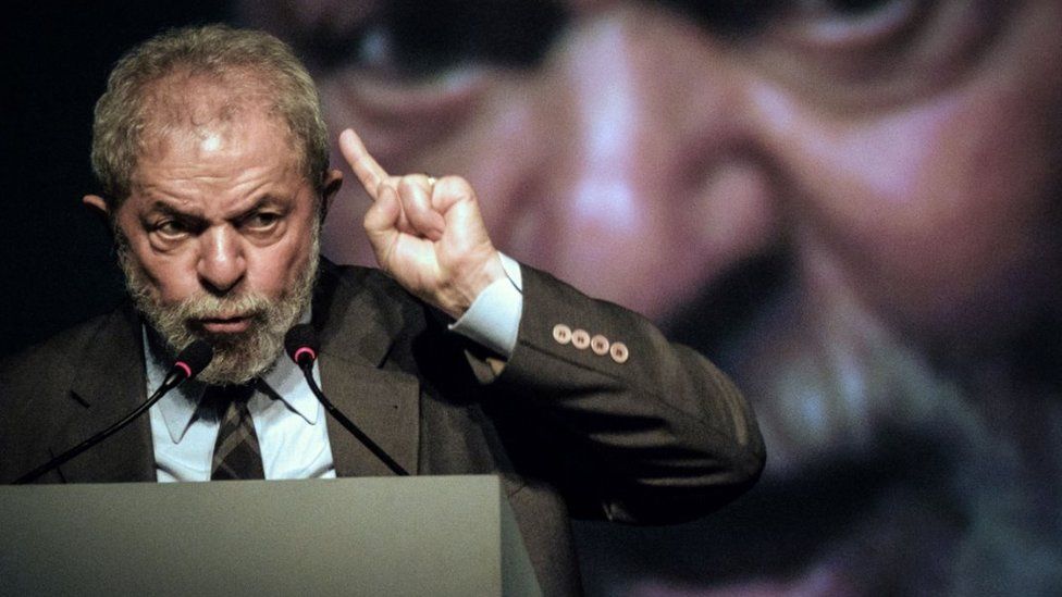 Luiz Inacio Lula da Silva speaks during the second congress of the IndustriALL Global Union in Rio de Janeiro, Brazil