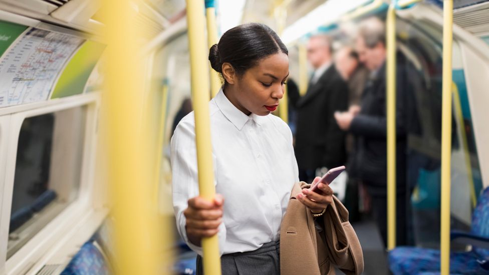 Woman travelling to work