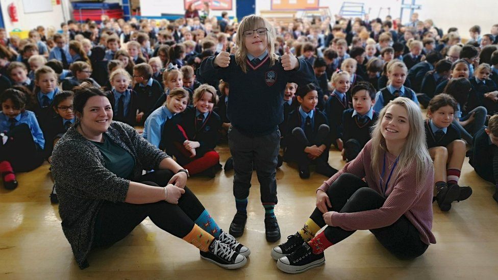 Edward and his school following his assembly.