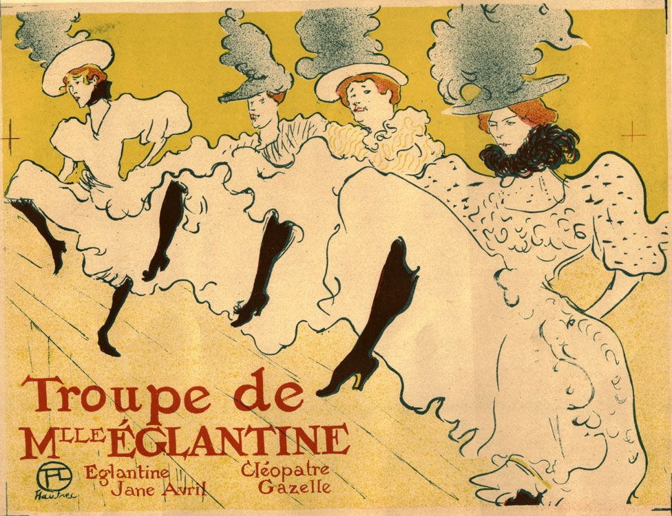 Toulouse Lautrec poster showing can-can dancers