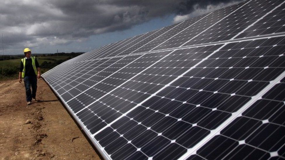 Solar panels in Truro, England