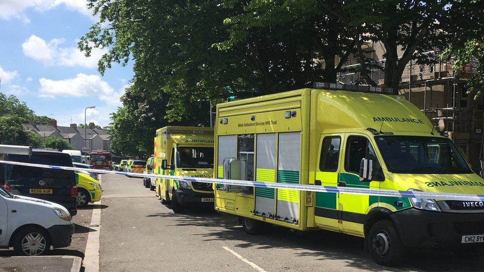 Ambulance and police cordon