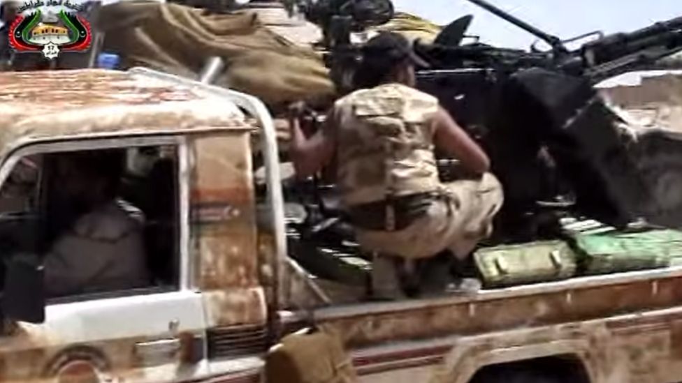 An image of what is thought to be Abdallah on the back of a gun-truck in Libya
