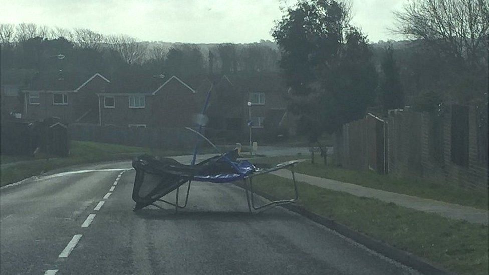 Trampoline in the road in Peacehaven