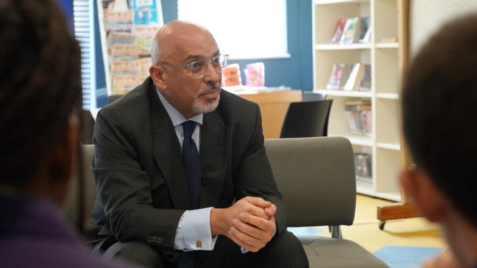 Education Secretary Nadhim Zahawi talks to school pupils