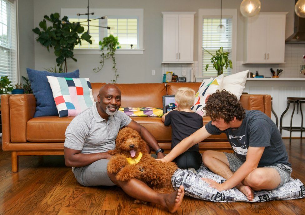 Peter, Anthony, Johnny and their dog