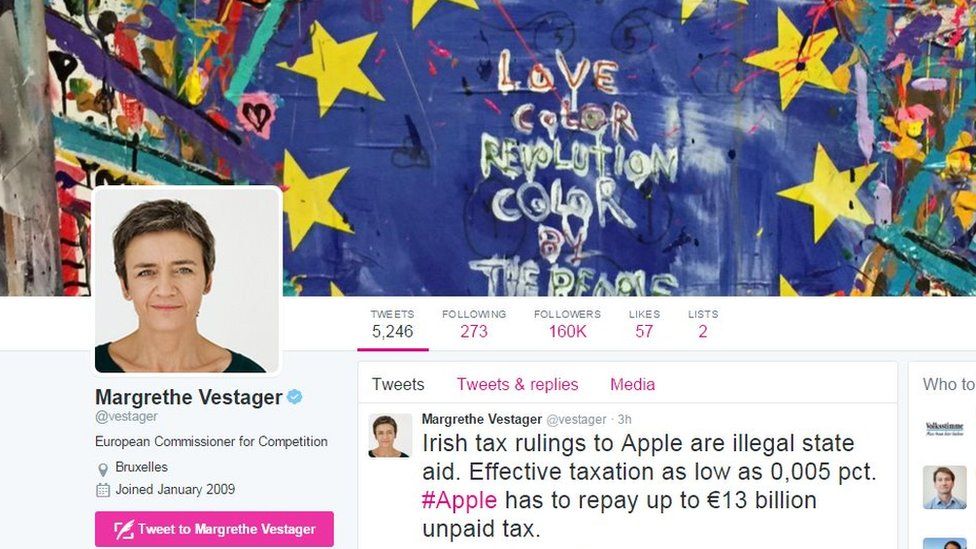 Margrethe Vestager Twitter account