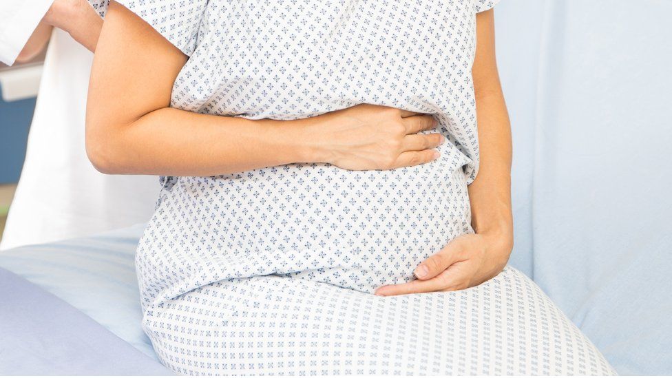 Pregnant woman in hospital (stock image)