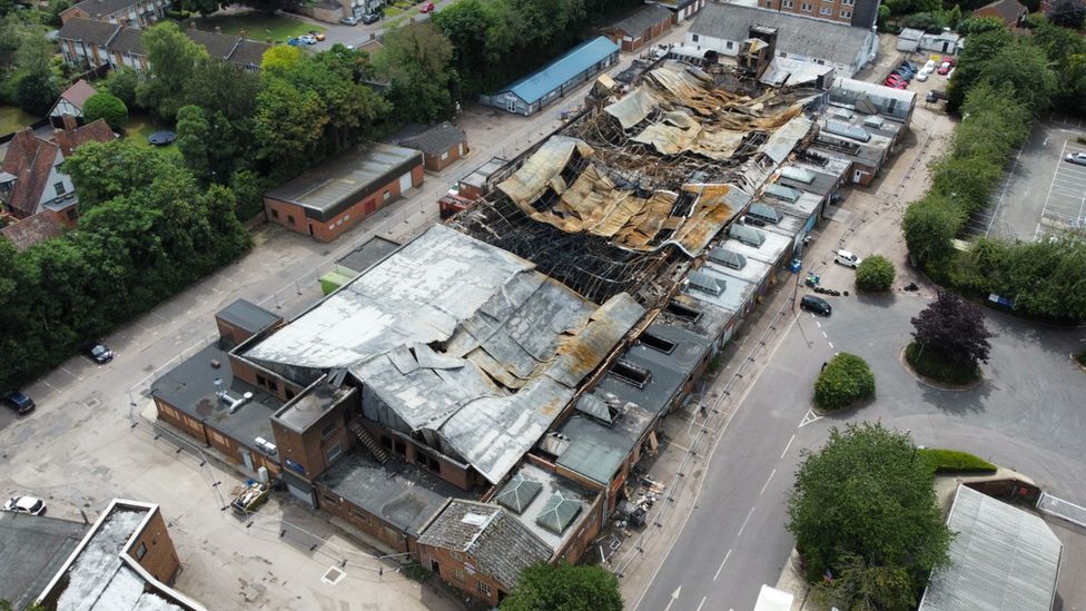 Baldock blaze aftermath - aerial