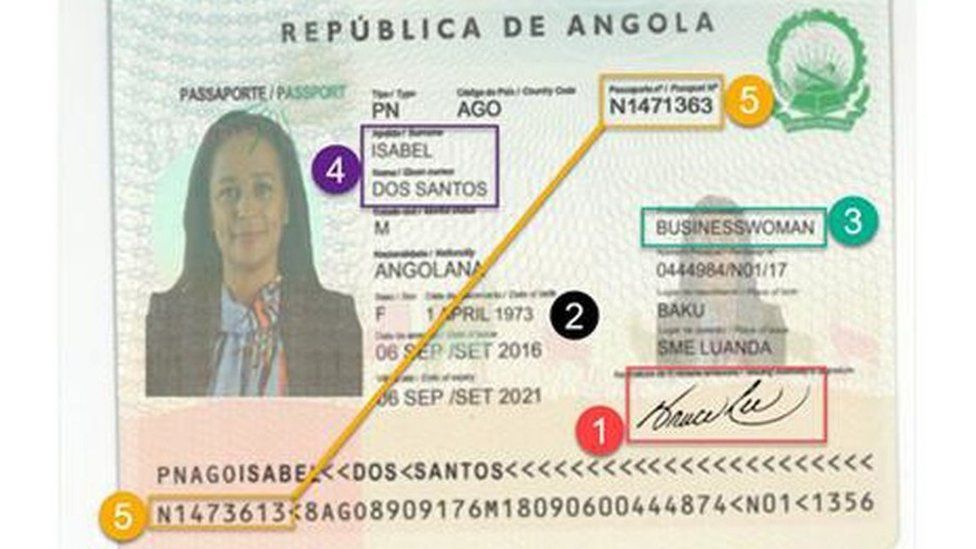Isabel dos Santos says this forged passport was used in court
