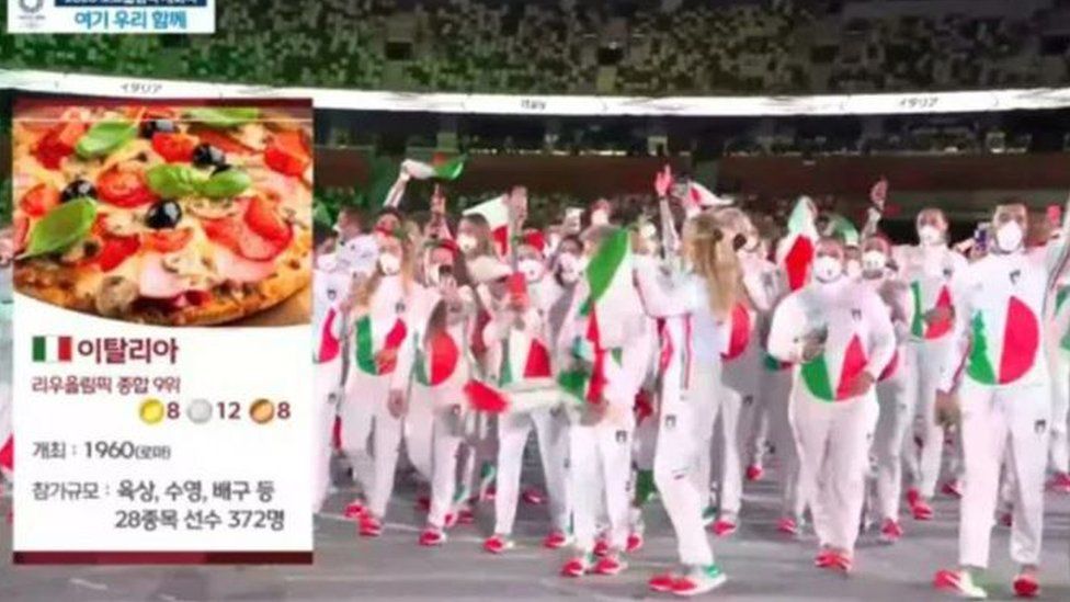 Team Italy was introduced on MBC with a picture of pizza