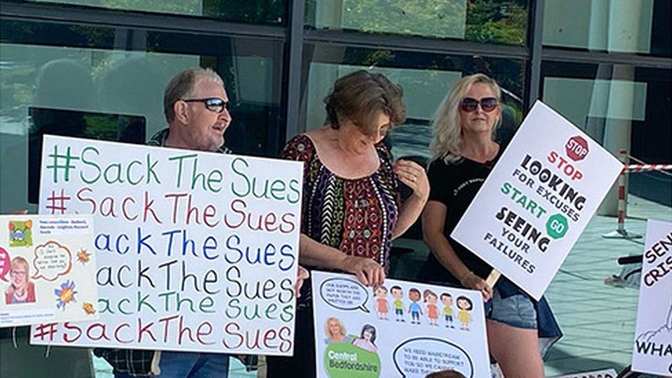 SEND protest outside Central Bedfordshire Council offices in Chicksands