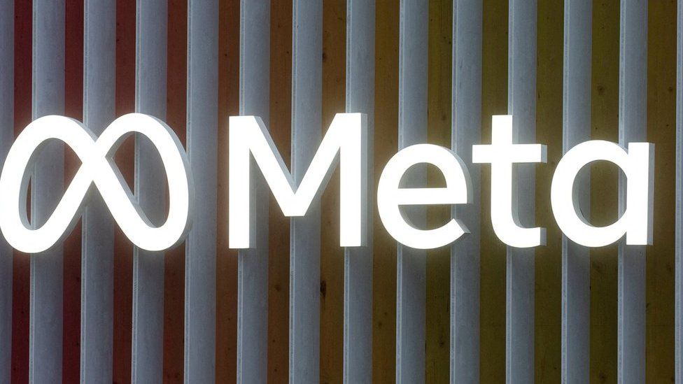 Meta logo shown connected  signage