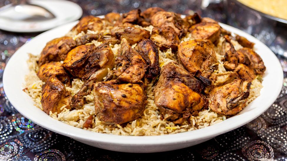 A traditional Emirati dish called chicken machboos