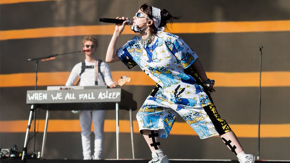 Billie Eilish performing at Glastonbury 2019