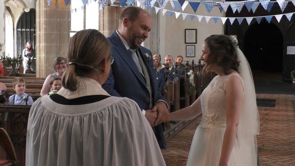 Coronavirus Couple S Joy At Post Lockdown Wedding Bbc News