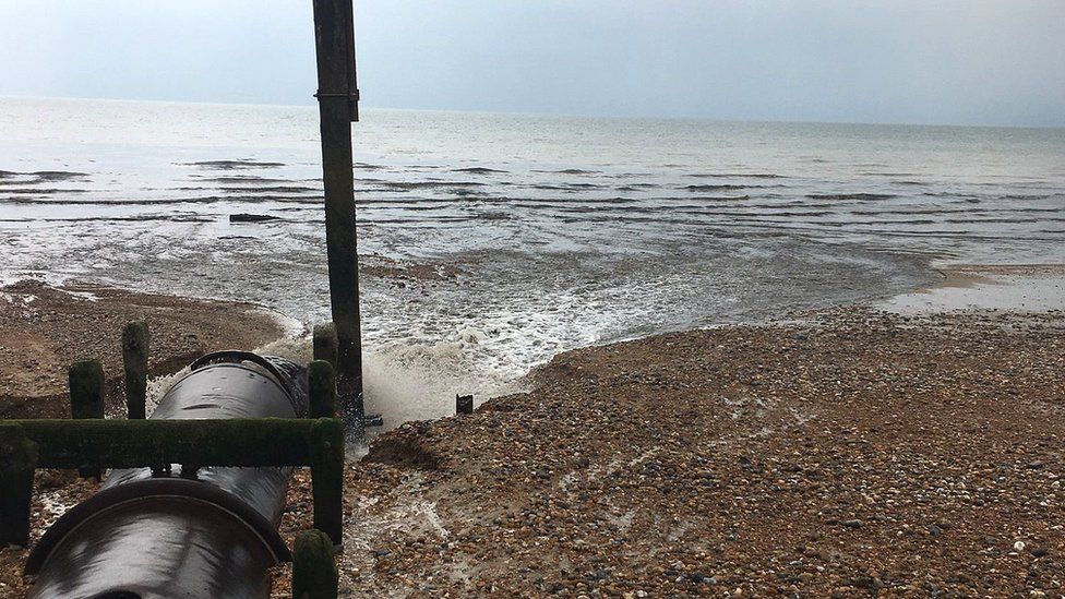 Wastewater being released astatine  Bexhill beach