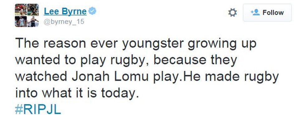 The reason ever youngster growing up wanted to play rugby, because they watched Jonah Lomu play. He made rugby into what it is today.