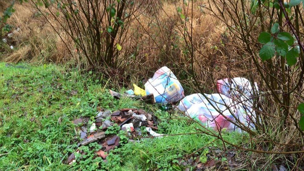 Fly tipping in the Afan Forest