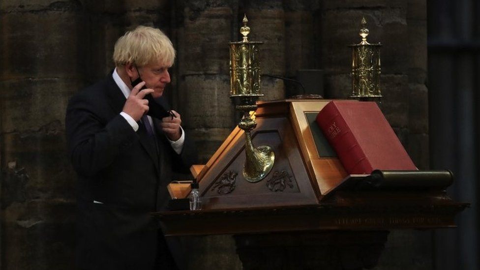 Prime Minister Boris Johnson in Westminster Abbey