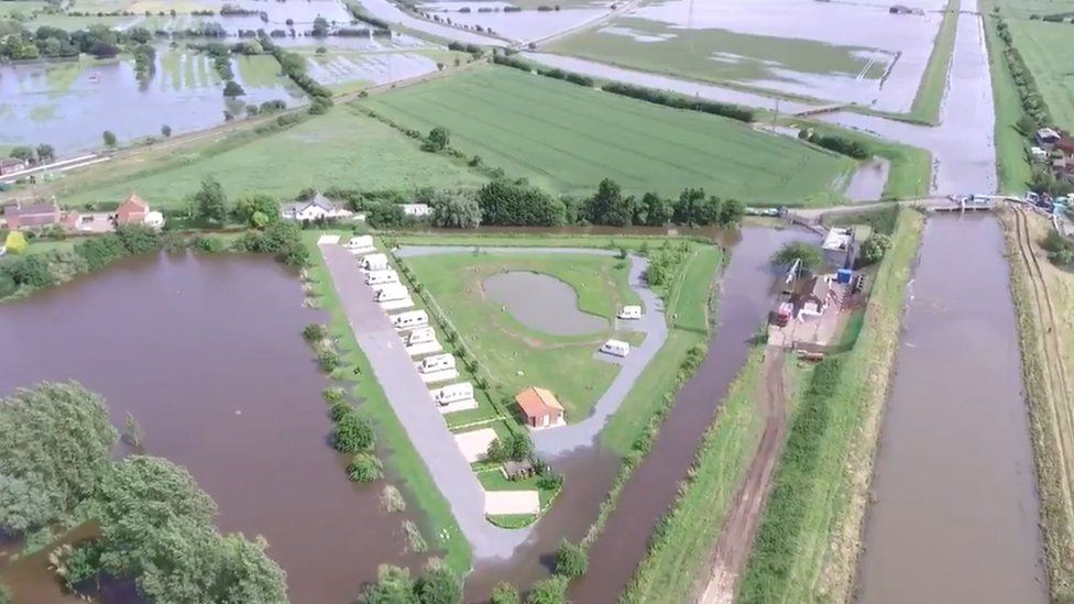 Aerial view of flooding in Wainfleet