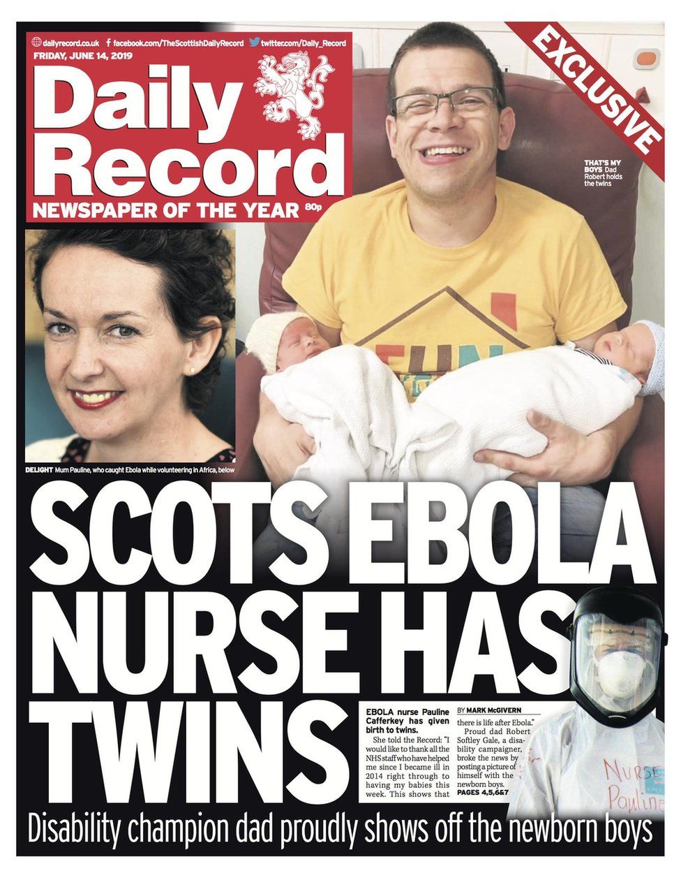 Scotlands papers Ebola nurse gives birth to twins