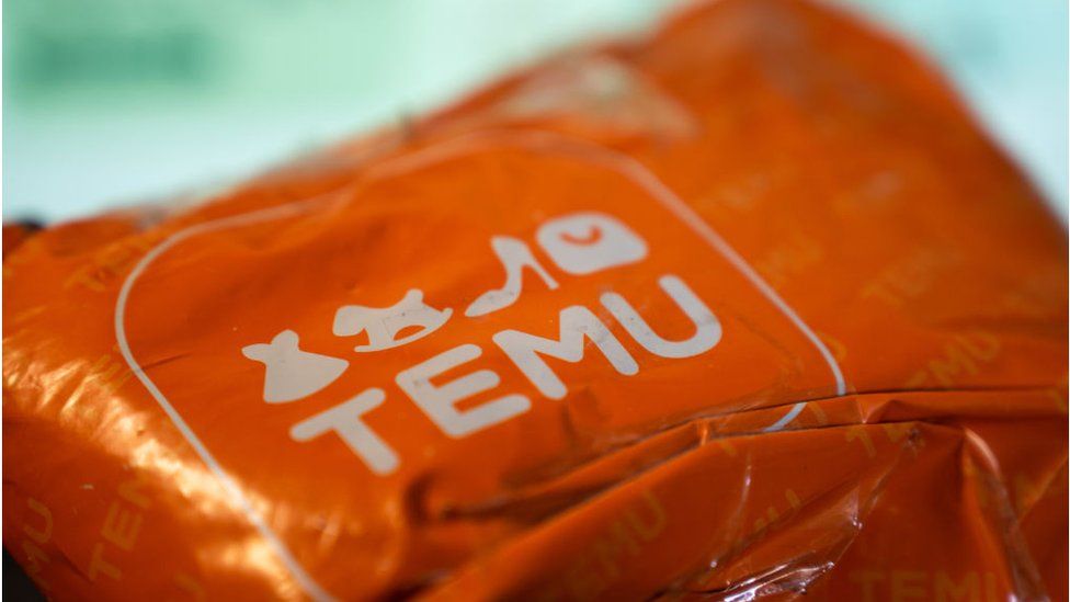 Orange package with Temu logo