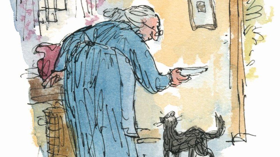 Quentin Blake's illustration for Kitty-in-Boots