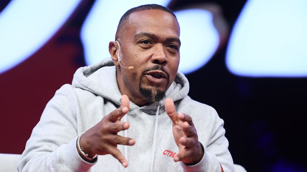 Timbaland, Producer & Artist, Mosley Music Group, on Centre Stage during day one of Collision 2019 at Enercare Center in Toronto, Canada