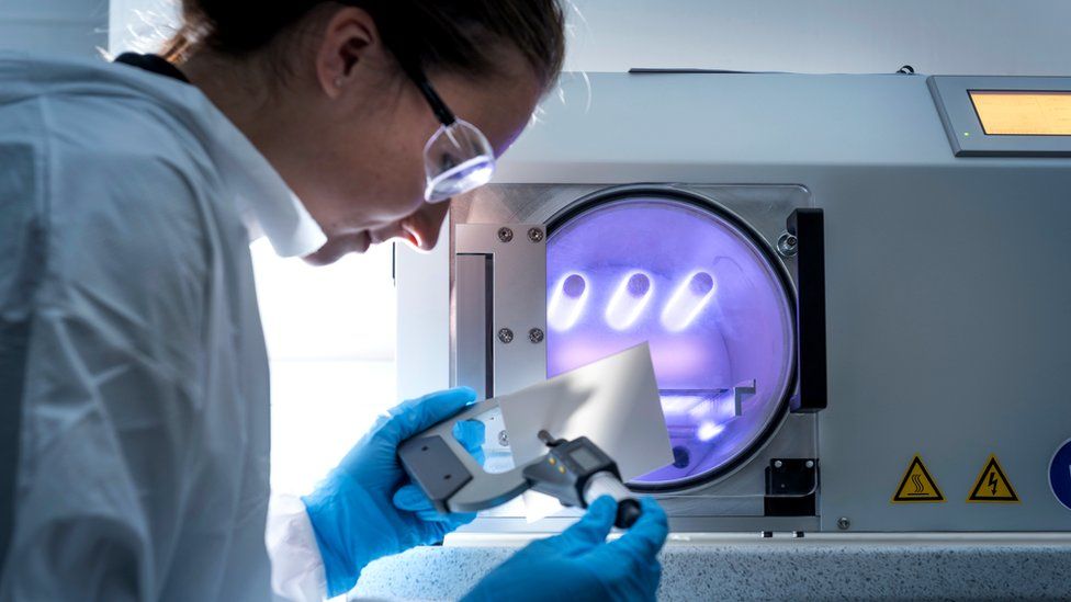 Substrate plasma treatment in graphene processing factory - stock photo