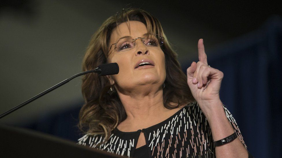 Former Alaska Governor Sarah Palin speaks in Iowa on 19 January 2016