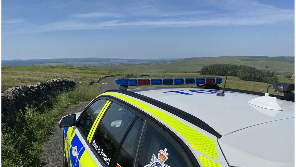 Northumbria Police car in rural location