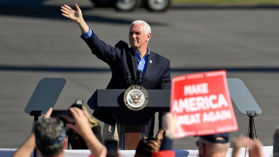 Vice President Mike Pence speaks to a crowd