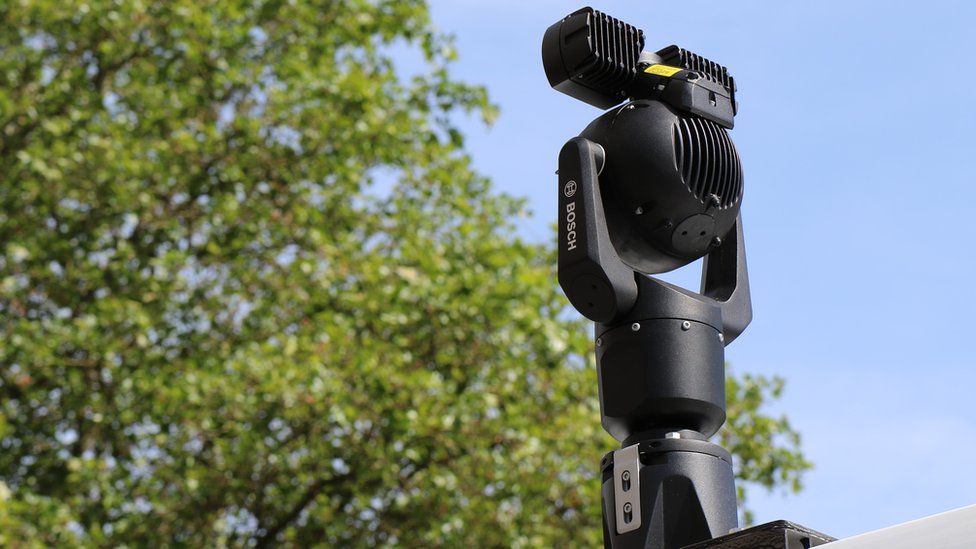 A camera on a police facial recognition van