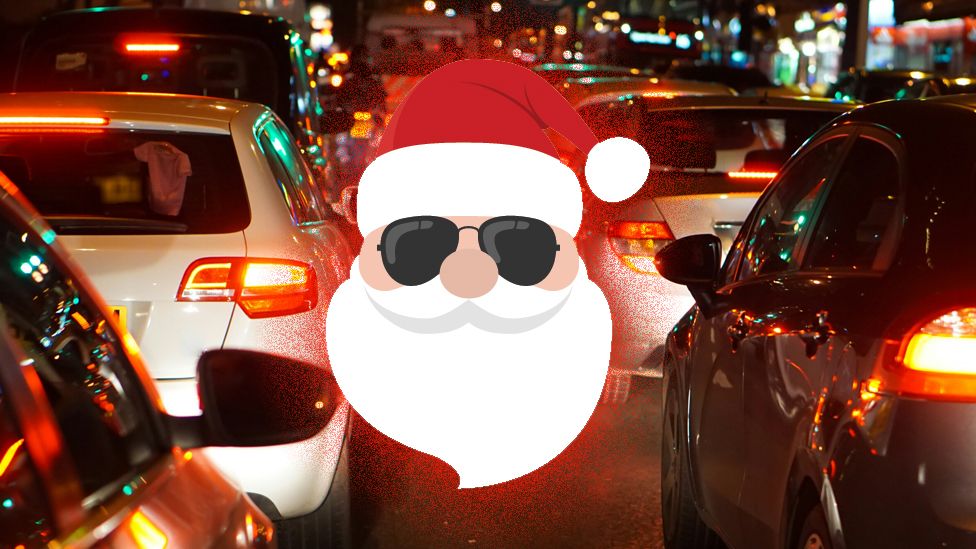 Santa in traffic