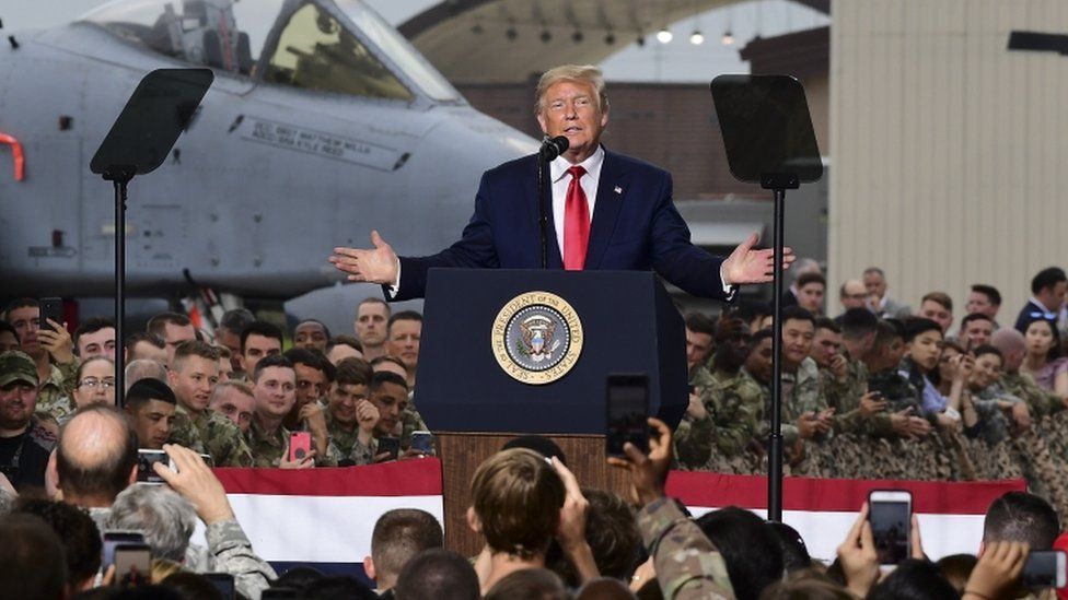 Mr Trump also addressed US troops at the Osan Air Base in Pyeongtaek