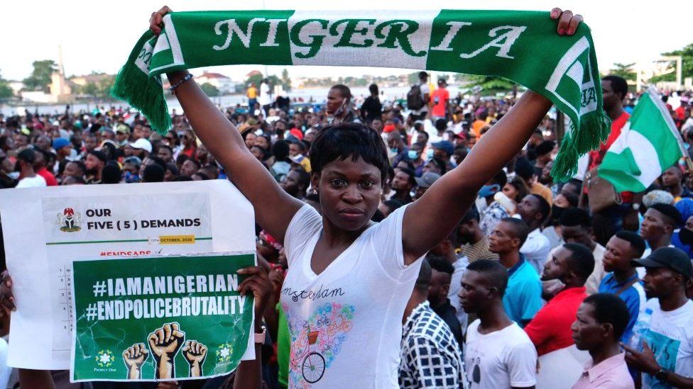 Protesters at Lekki toll gate