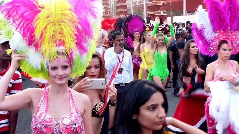 Brazilian samba dancers at the Reddy wedding