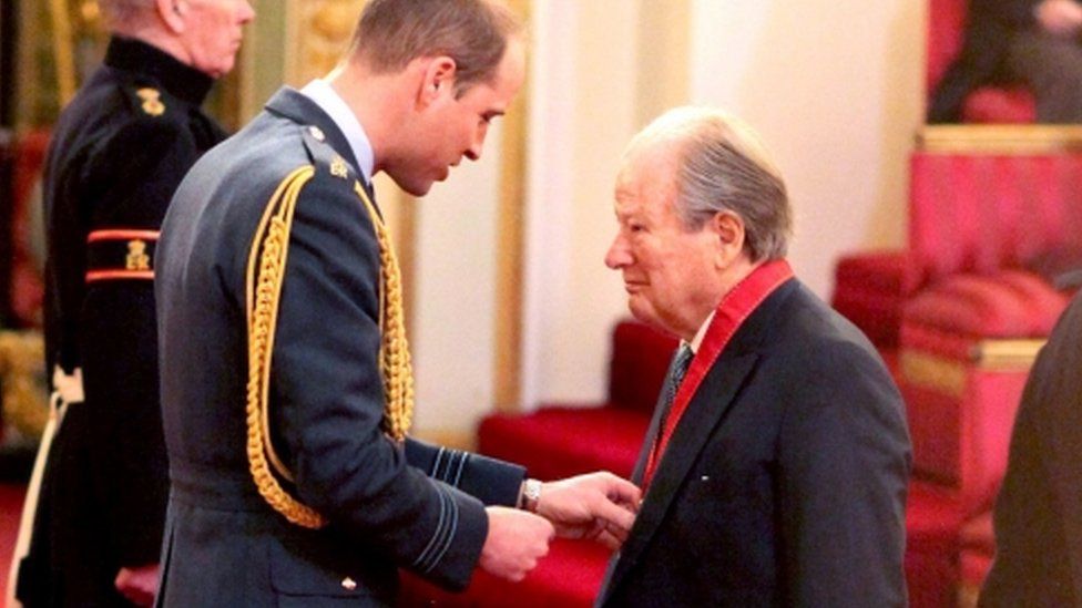 Sir Neville Marriner being made a Companion of Honour by the Duke of Cambridge at Buckingham Palace