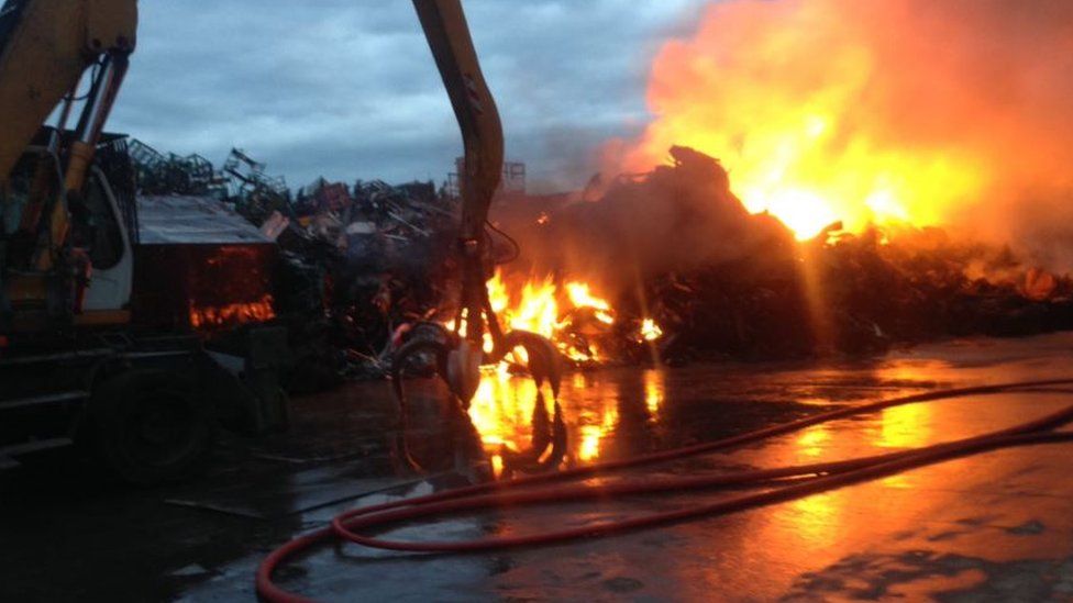 Scrap yard fire