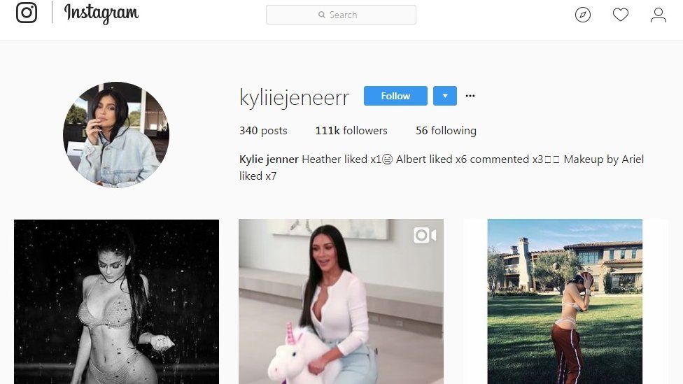 Kyliie Jennerr instagram page