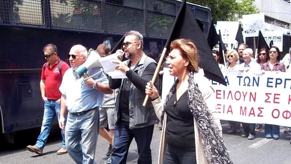 Greek journalists protesting over media reorganisation