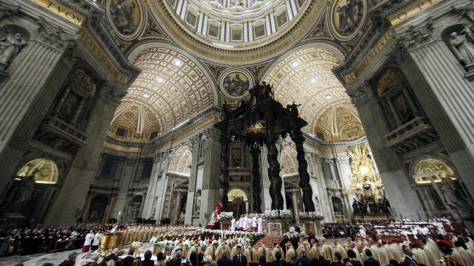 Pope Francis led the Easter Vigil mass at Saint Peter's Basilica in Vatican City