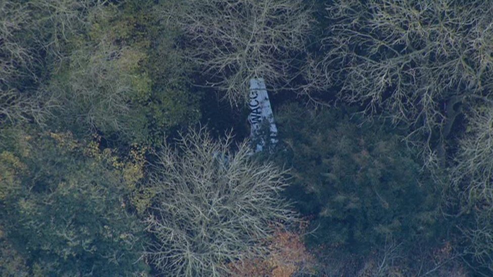 Aerial shot of the crash