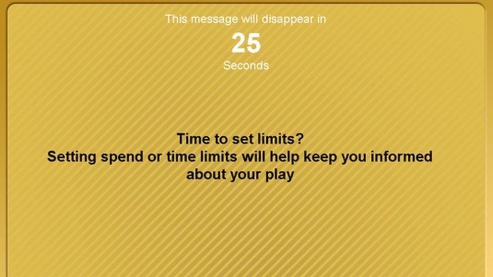 The message that appears during 30 second breaks advising gamblers to set limits