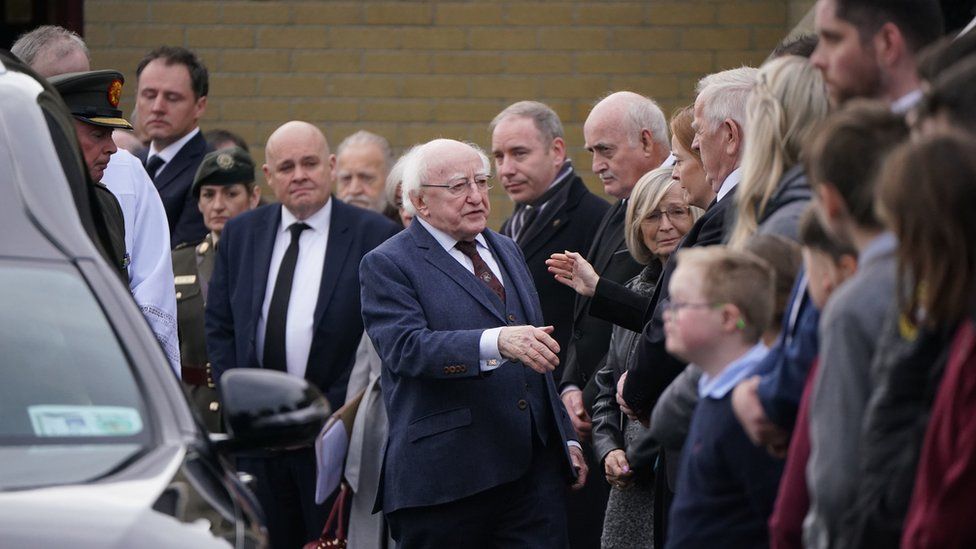 Michael D Higgins attends Creeslough funerals