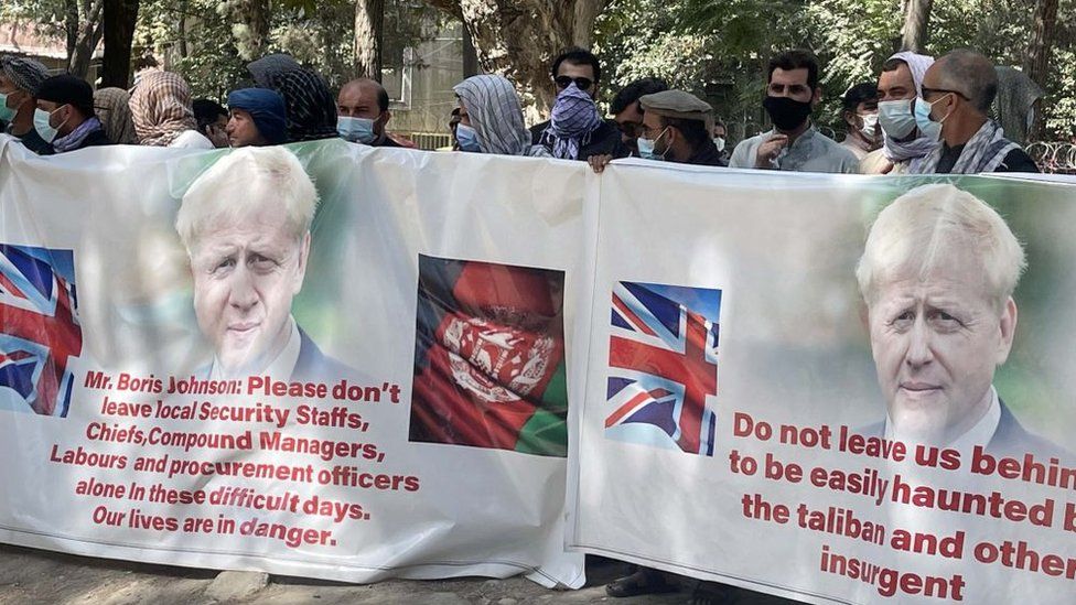 Former British interpreters protesting in Kabul