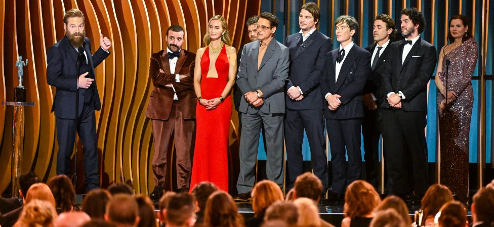 Kenneth Branagh, Emily Blunt, Cillian Murphy, Robert Downey Jr. and the cast of "Oppenheimer" at the 30th Annual Screen Actors Guild Awards held at the Shrine Auditorium and Expo Hall on February 24, 2024 in Los Angeles, California.