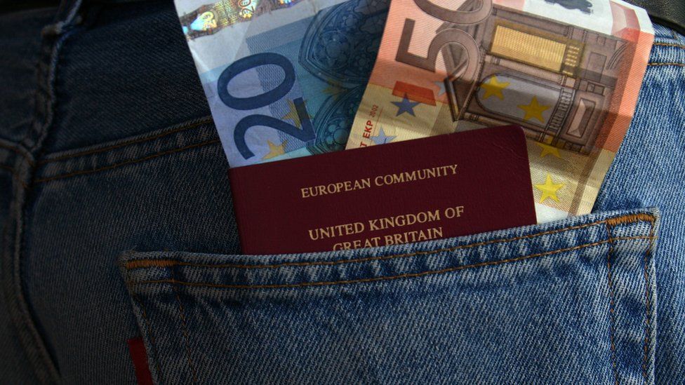 Passport and euros in pocket
