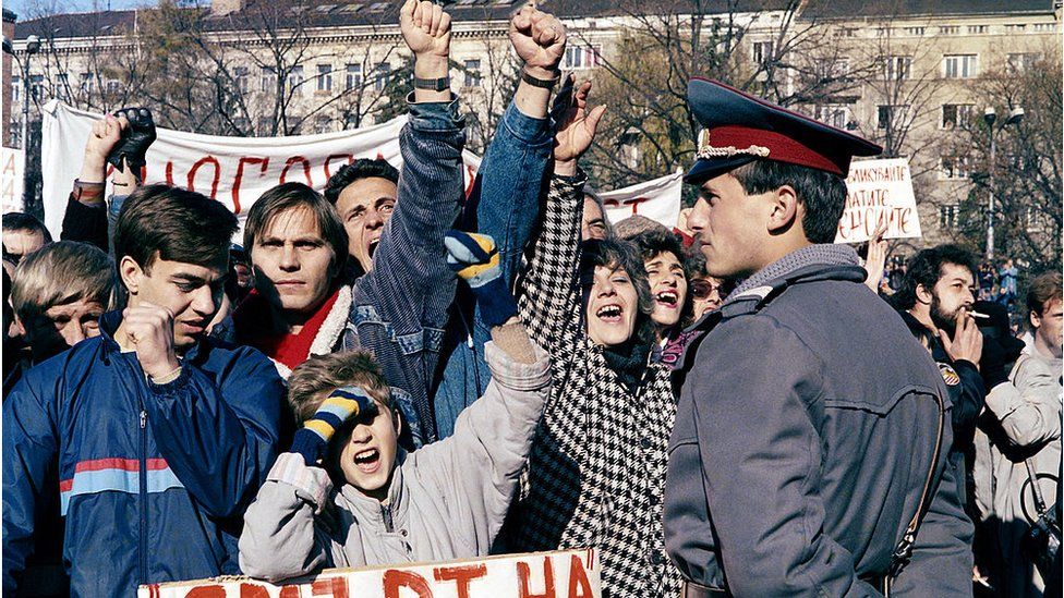 Protests in Sofia, Nov 1989